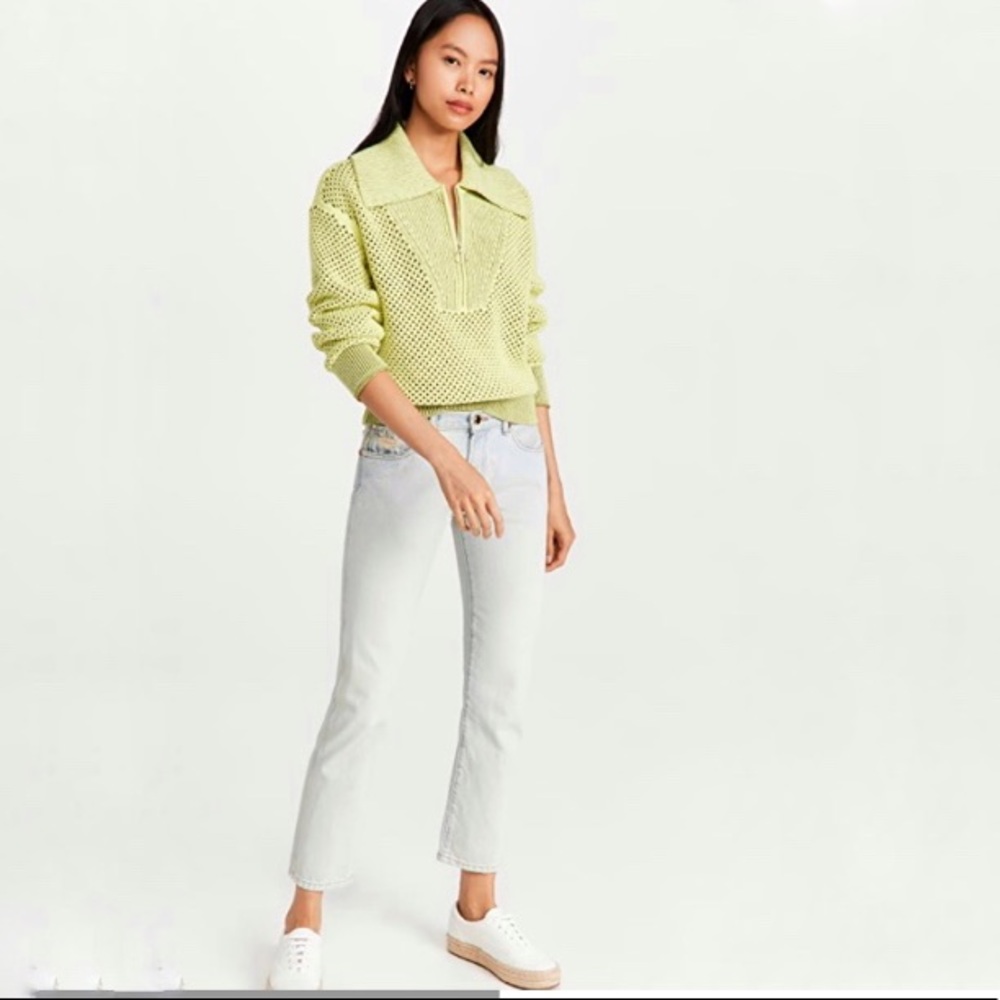 NWT Jonathan Simkhai Ariella Cotton Blend Sweater In Lime Green Sz S - Picture 5 of 15